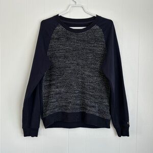 Roots Navy blue crew neck pullover sweatshirt with knit front size M